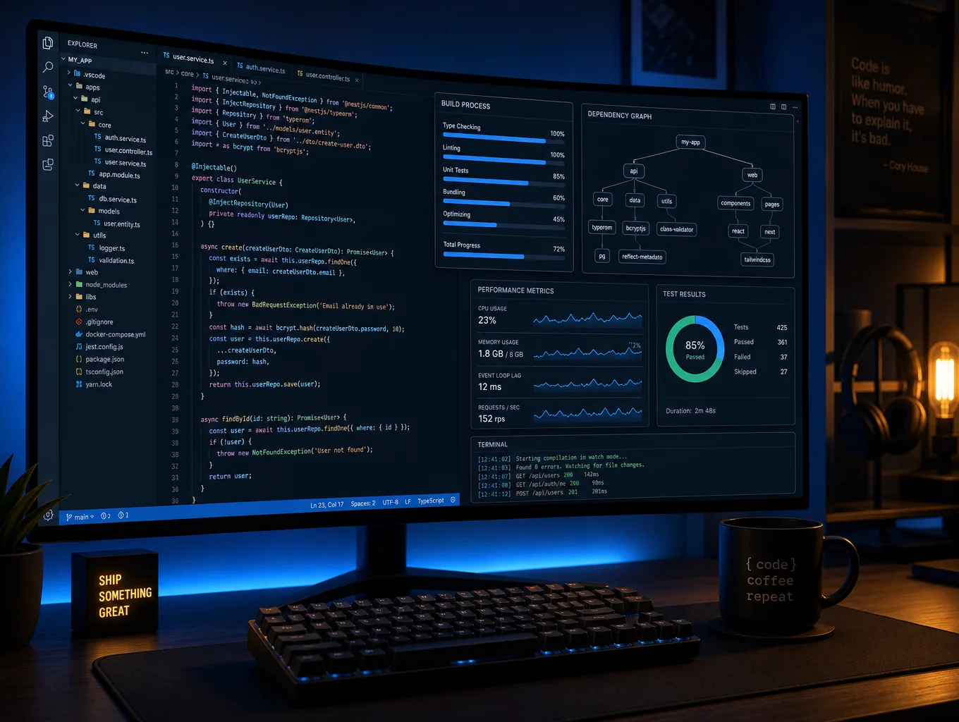 Clean code editor interface on a high-resolution monitor